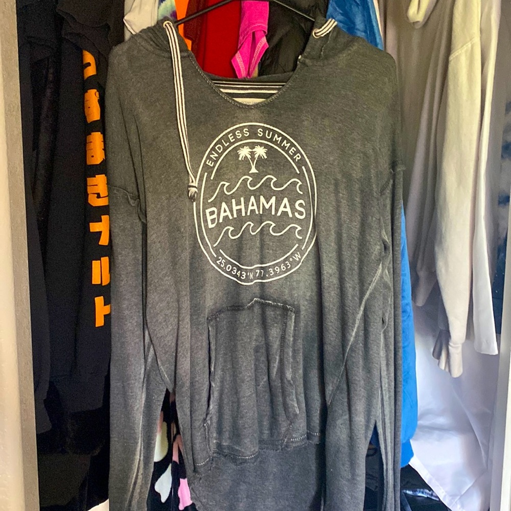 Dark grey hoodie. Purchased down in North Carolina, Outer-banks.
